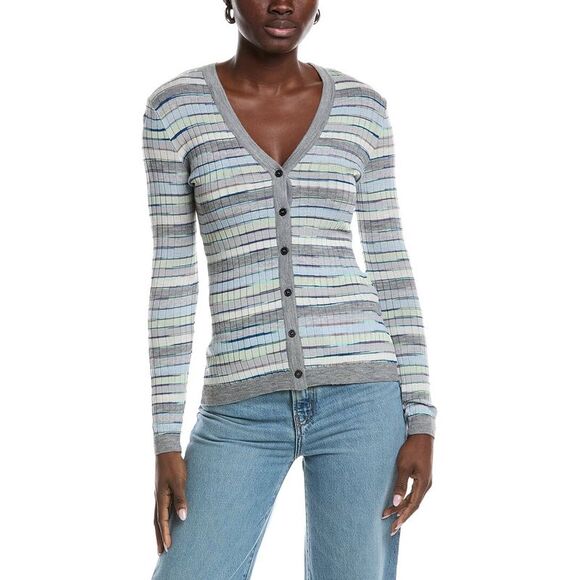 M Missoni WomensWool-Blend Cardigan Blue
